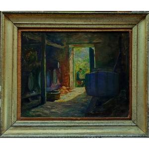 Henri Jamet (1858-1940) Winegrower In His Cellar, Gargilesse. Crozant School, Berry, Creuse, Gien