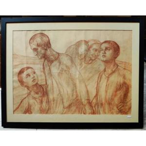 Léon Detroy (1859-1955) La famille berrichonne 1919. Ecole de Crozant, Ingres, 14-18 Guillaumin