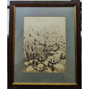 Alcide Le Beau (1873-1943) Papyrus et nymphéas circa 1906. Fauve breton, Japonisme, Gauguin...