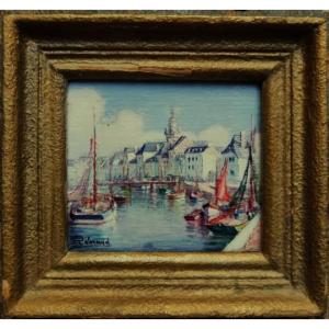 Raymond ENARD ( 1902/1982) Port de La Rochelle. Miniature. Ile de Ré, Charente, Suire, Balande