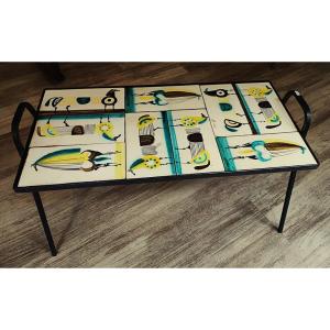 Roger Capron (1922-2006) Horse-decorated Coffee Table ~1950. Vallauris, Picault, Matégot Innocenti
