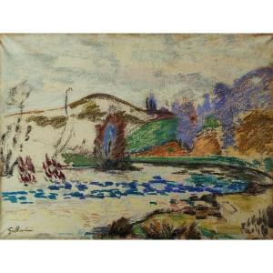 Armand Guillaumin (1841-1927) Le barrage de Genetin / Creuse. Ecole de Crozant, Impressionniste