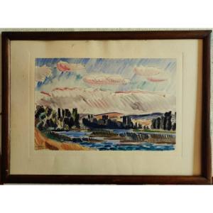 Louis Neillot (1898-1973) La Seine à Trévoux 09/ 1933. Fauve, Valtat, Auvergne, Vichy, Allier.