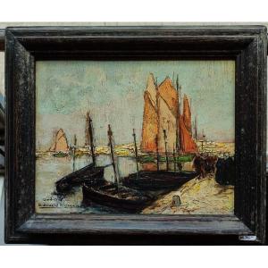 Edouard Richard ( 1883-1955) Port d'Audierne, Bretagne. Ecole bretonne, Saint-Quentin, Barnoin