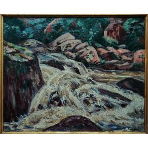 Eugène Alluaud ( 1866-1947 ) Crue sur la Sedelle. Ecole de Crozant, Guillaumin, Limoges, Detroy
