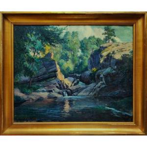Jean Teilliet (1870-1931) Paysage limousin, site Corot. Saint-Junien, Limoges, Crozant, Glane..