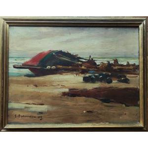 Gaston Balande (1880-1971) Echouage à Etaples 1909. Boulogne sur mer, La Rochelle Marquet Lepic