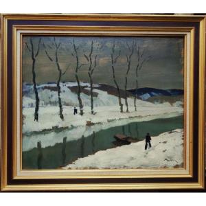 Marcel Belle (1871–1948), Snow On The Burgundy Canal. Albert Marquet, Crozant School, Bernheim.