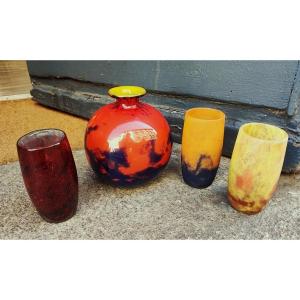 Vases From 1925 By Muller Frères Lunéville And Daum Nancy, Sold As A Set Or Individually. Gallé, Schneider