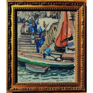 Charles Bichet (1863–1929) Port Of La Rochelle. Crozant School, Limoges, Paul Thomas, Alluaud