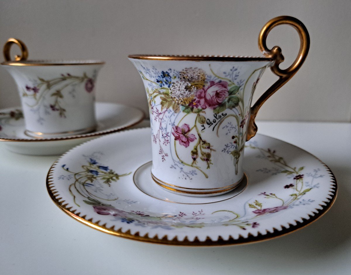 Set Of 2 André Golse Limoges Porcelain Cups