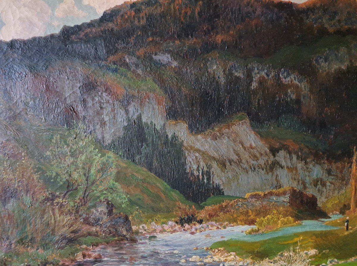 Paysage De Montagne "les Gorges De La Frau" (pyrénées) Par Léon Baratte -photo-4