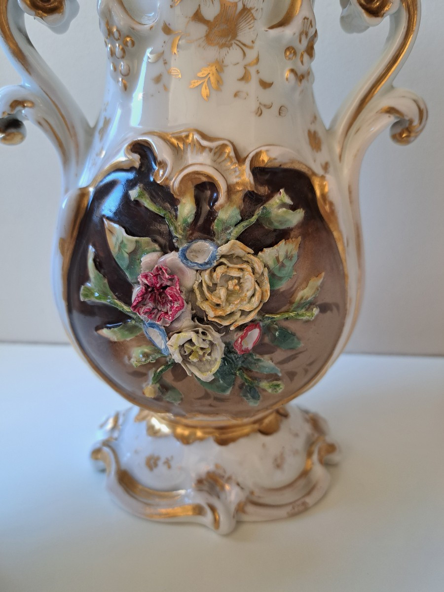 Paire De Vase De Mariage En Porcelaine De Paris -photo-2