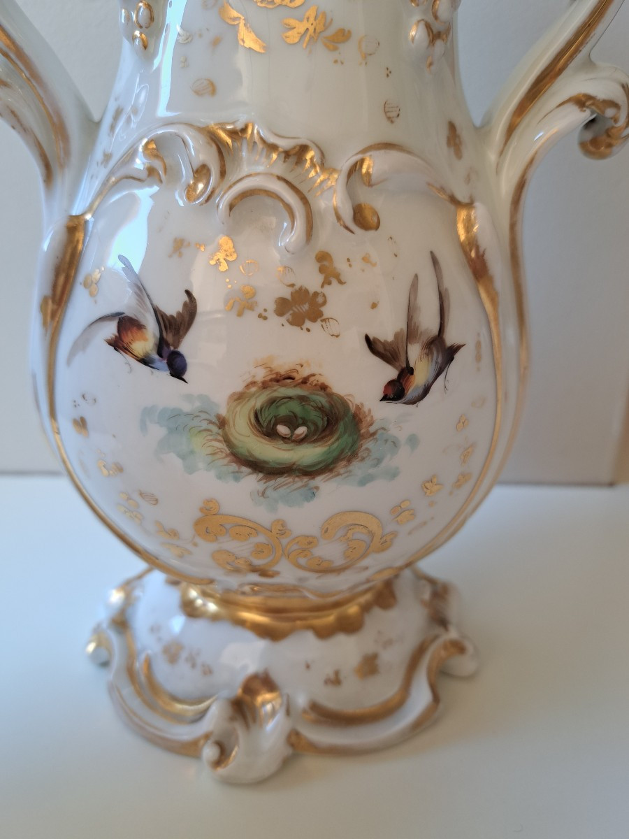 Paire De Vase De Mariage En Porcelaine De Paris -photo-1