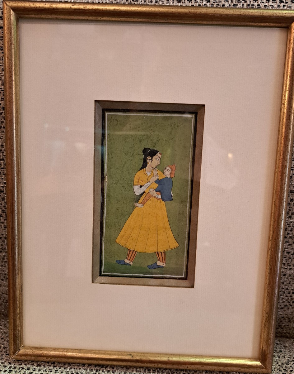 Indian Miniature Woman And Child 