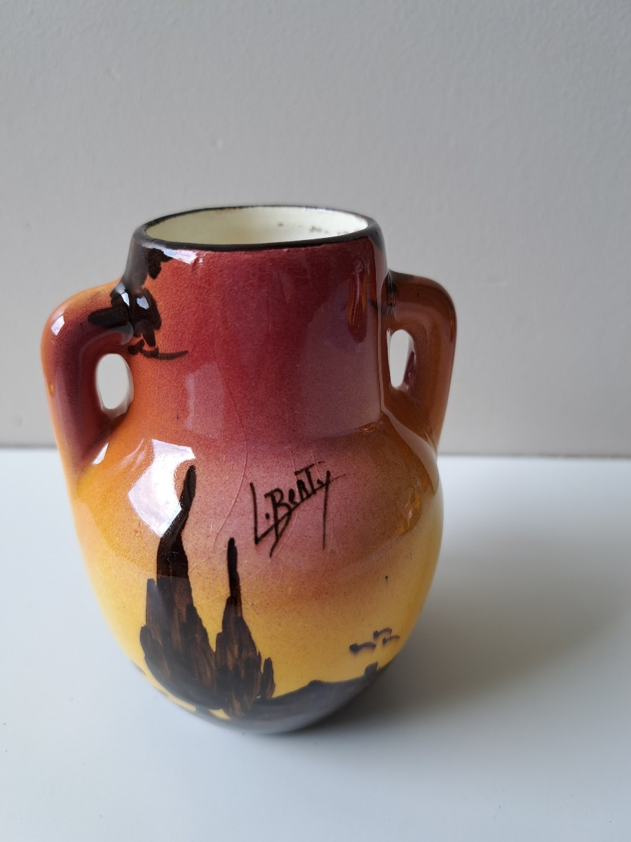 Lot Of A Vase And A Basket Of Saint John Of The Desert Signed Berty-photo-2