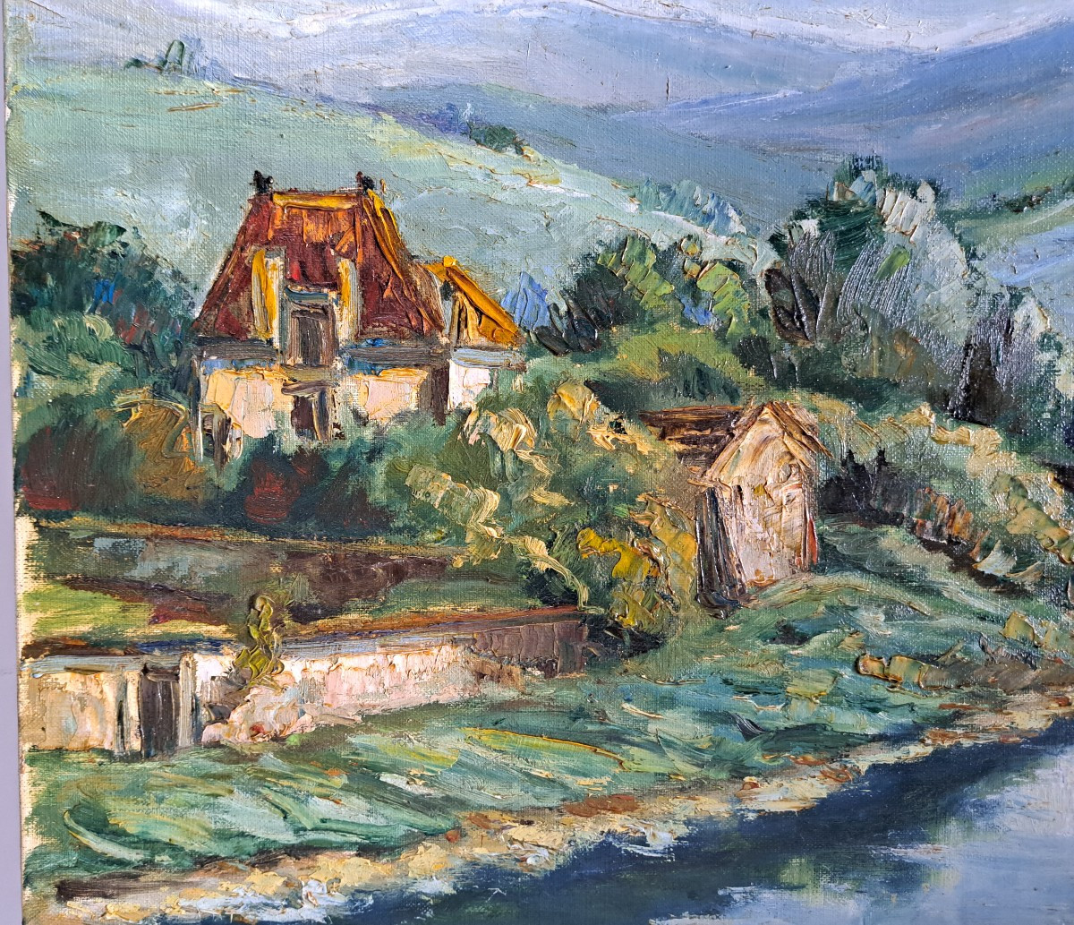 Oil On Canvas Landscape Of France By Bucher -photo-2
