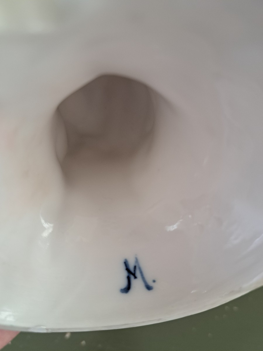 statuette en porcelaine d'angelots et guirlande de fleurs, tchèque -photo-5