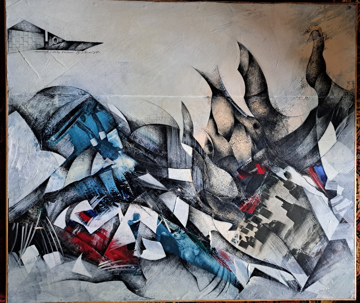 Painting By Bernard Privas, Mixed Media, 1988