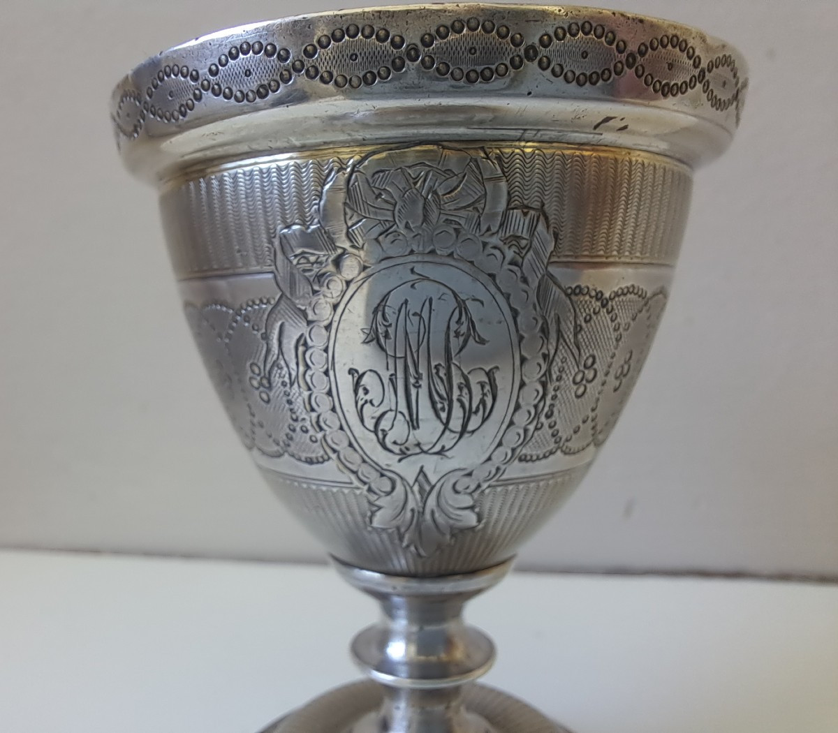 Solid Silver Egg Cup By François Nicoud, Paris Silversmith-photo-3