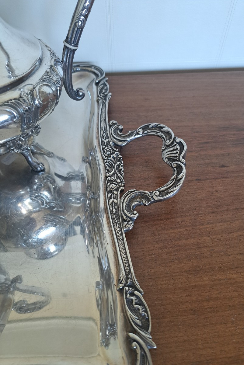 service a thé et à café en métal argenté de style Louis XV-photo-3