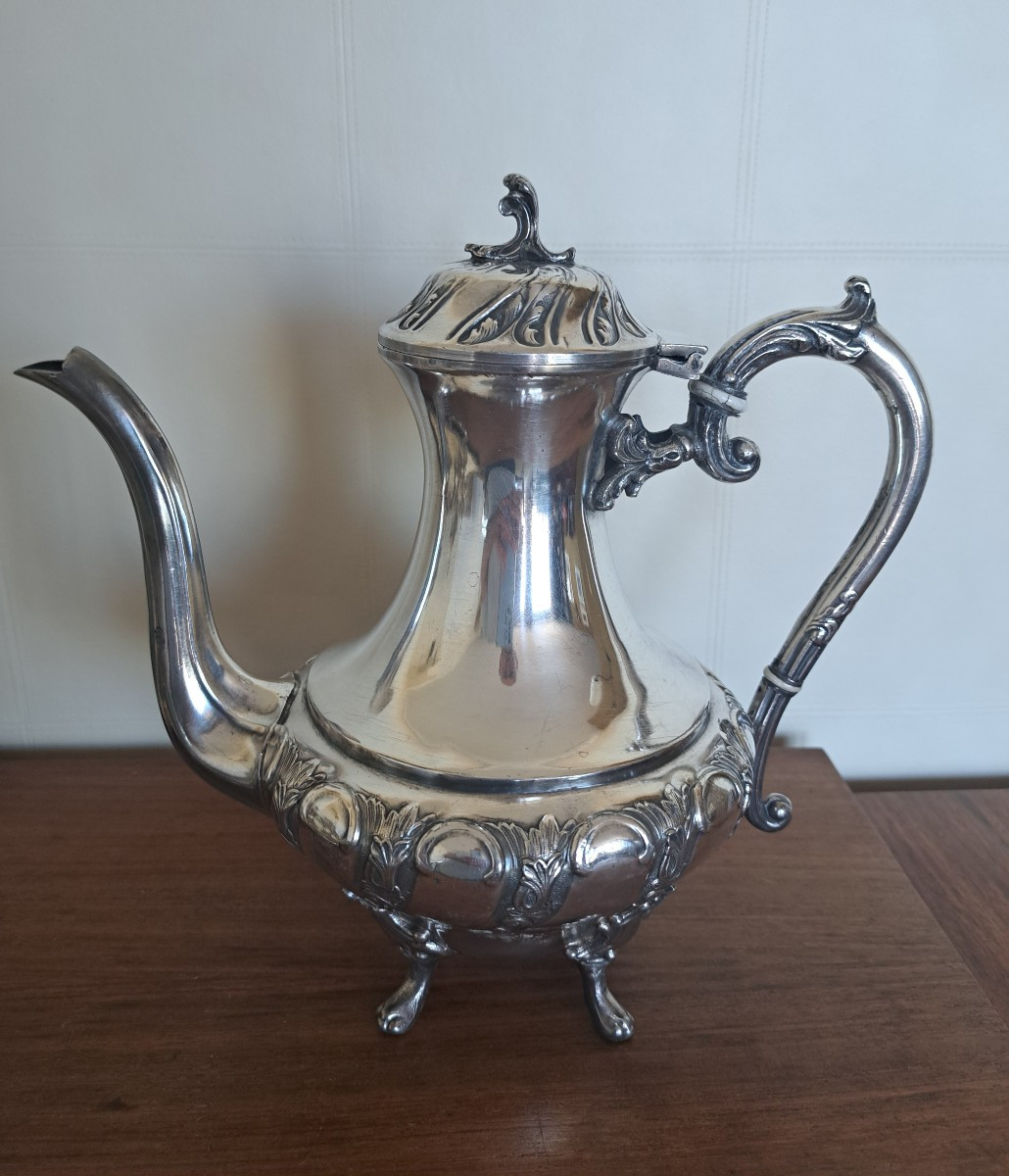 service a thé et à café en métal argenté de style Louis XV-photo-4