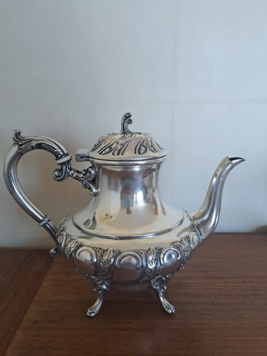 service a thé et à café en métal argenté de style Louis XV-photo-1