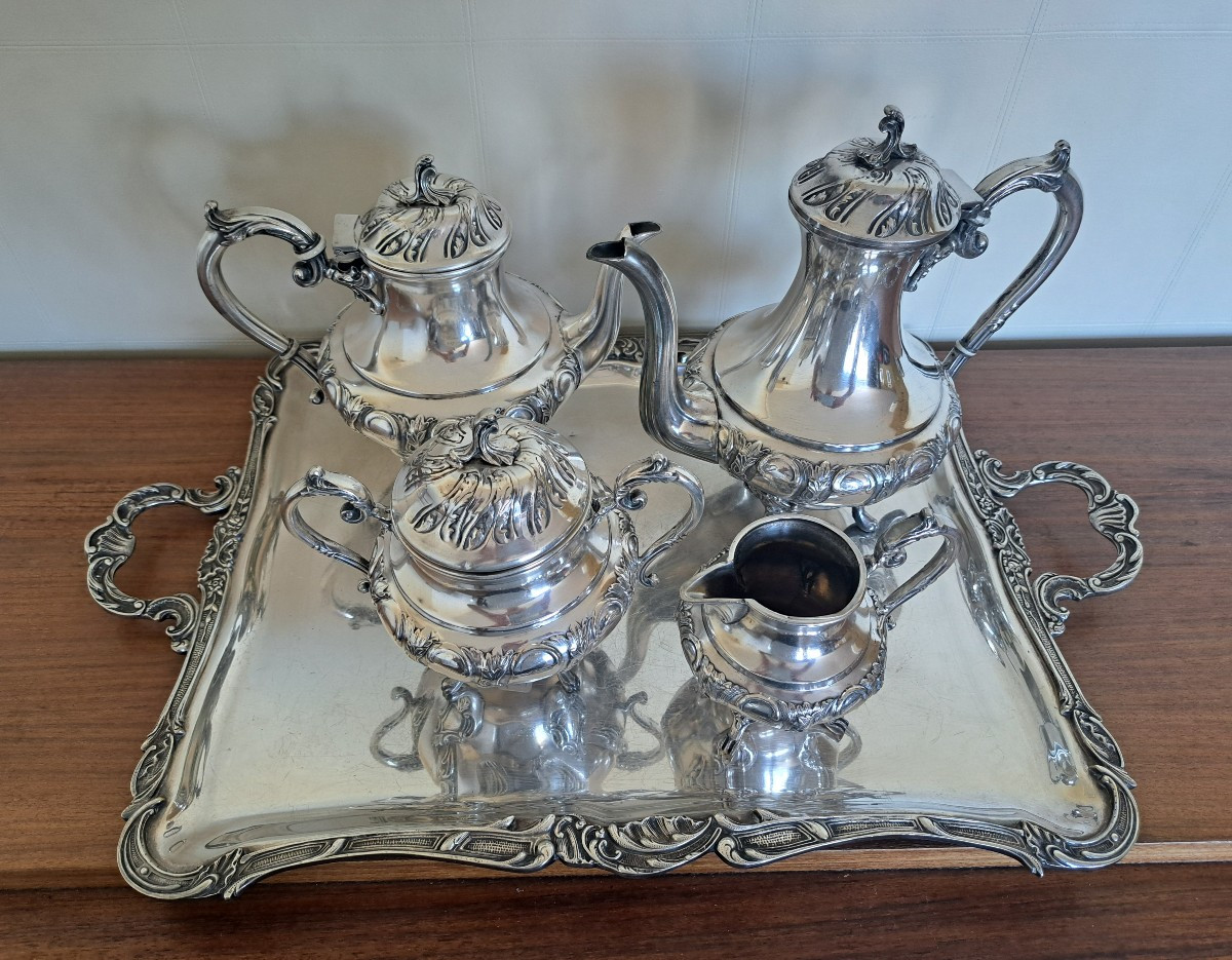 service a thé et à café en métal argenté de style Louis XV