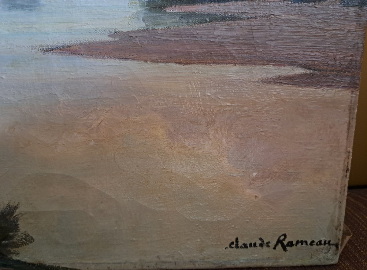 huile sur toile de Claude Rousseau (1876-1955) Port Boulet-photo-2