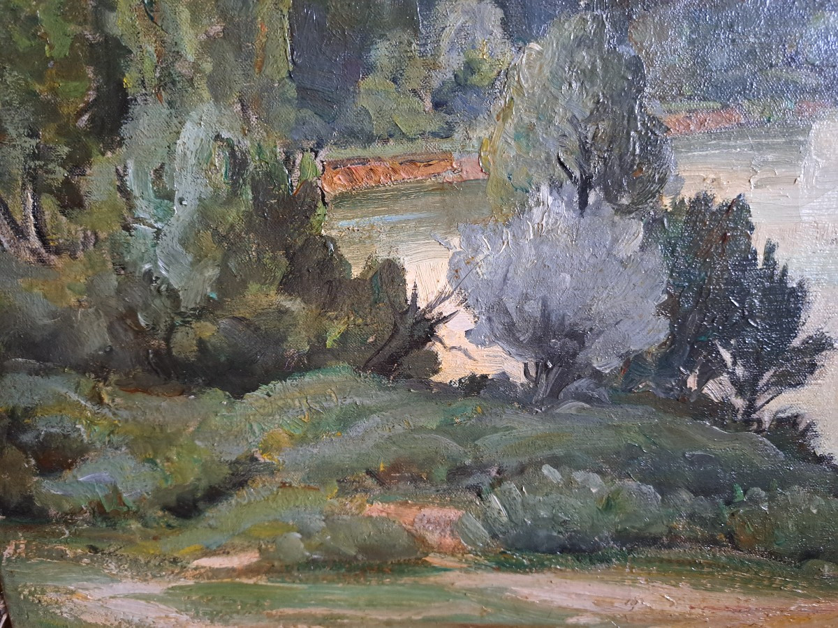 huile sur toile de Claude Rousseau (1876-1955) Port Boulet-photo-3