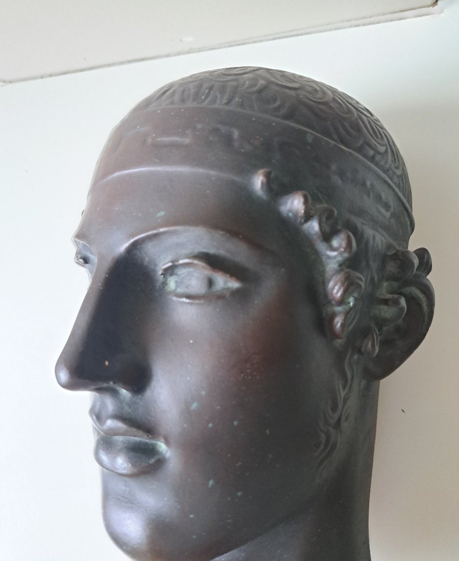 tête en plâtre de l'Aurige de Delphes moulage du Louvre-photo-3