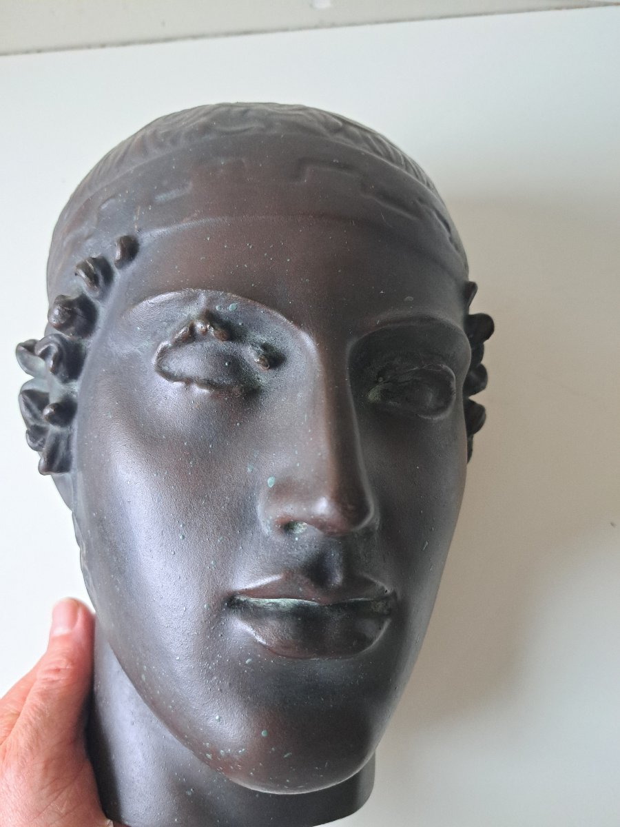 tête en plâtre de l'Aurige de Delphes moulage du Louvre-photo-4