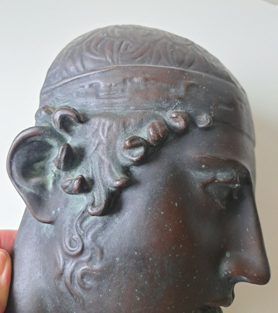 tête en plâtre de l'Aurige de Delphes moulage du Louvre-photo-5