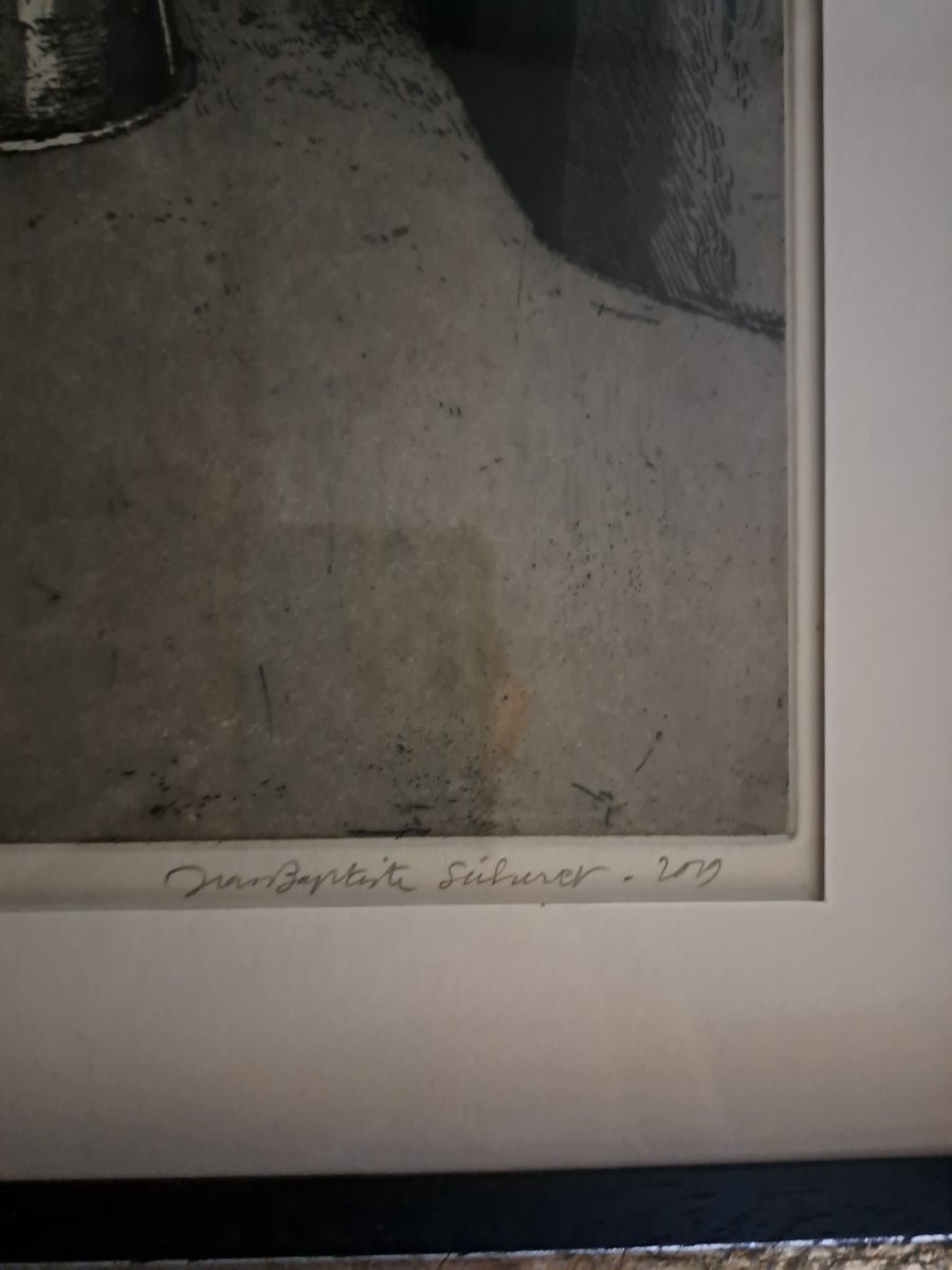 gravure "nature morte à l'Alcurza" de J.B. Sécheret -photo-1