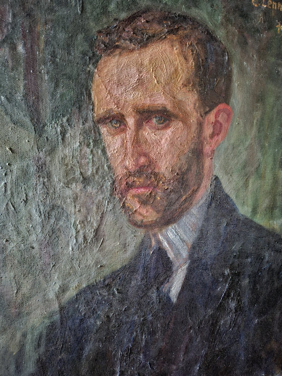 Oil Portrait On Canvas By E. Lennet-debay-photo-3