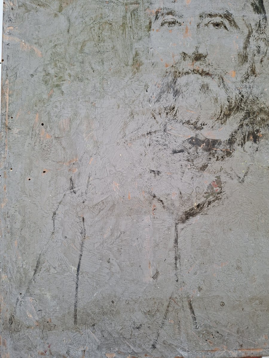 Sketch Of A Man Portrait On Wood By H. Umbricht -photo-4