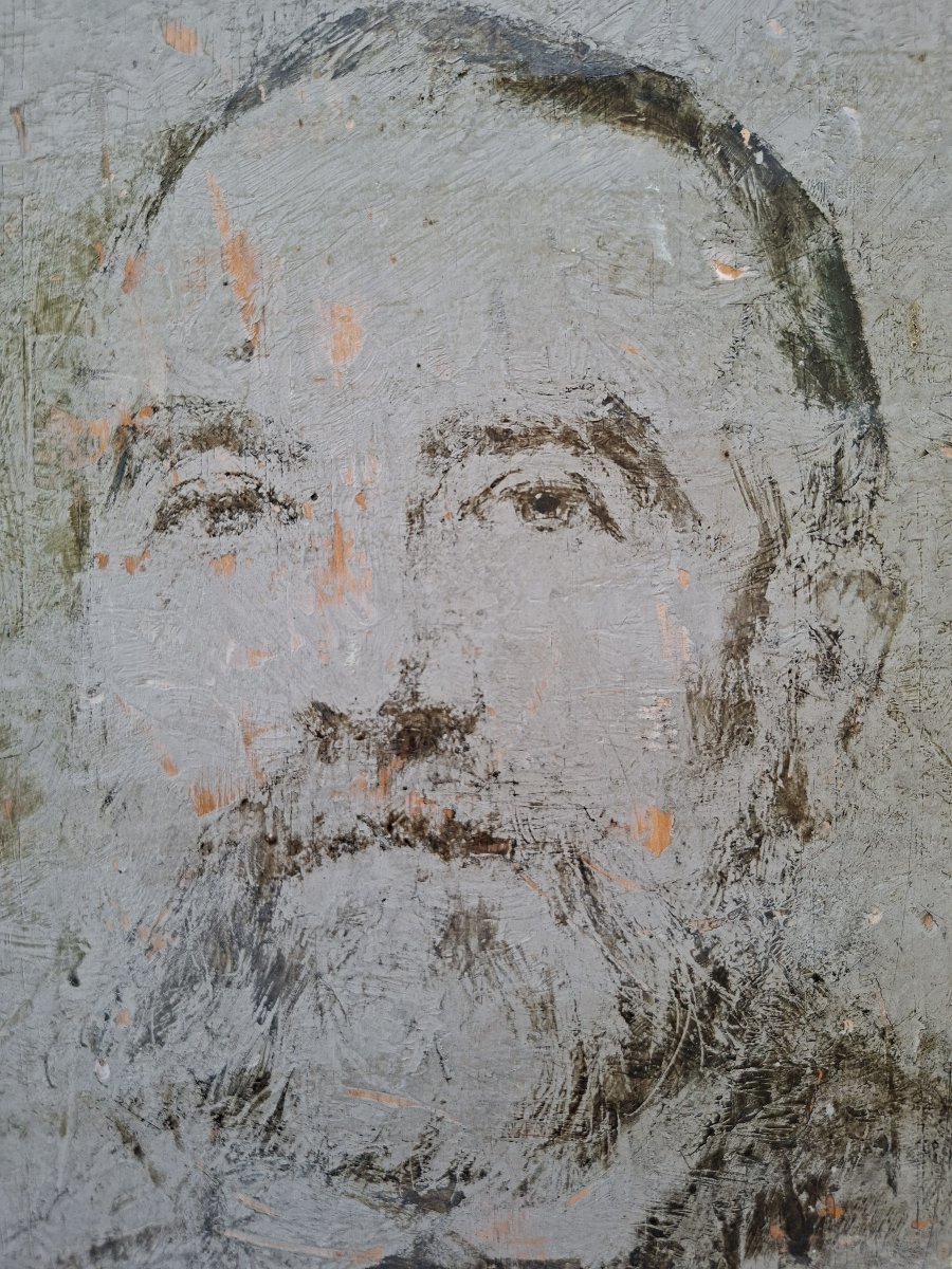 Sketch Of A Man Portrait On Wood By H. Umbricht -photo-2