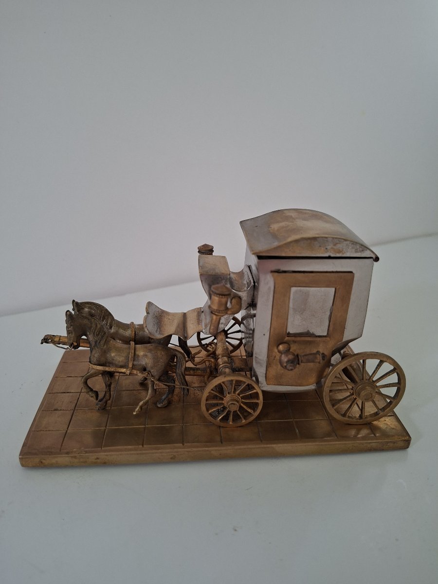 Inkwell Shaped Like A Horse-drawn Carriage, Mid-19th Century-photo-2