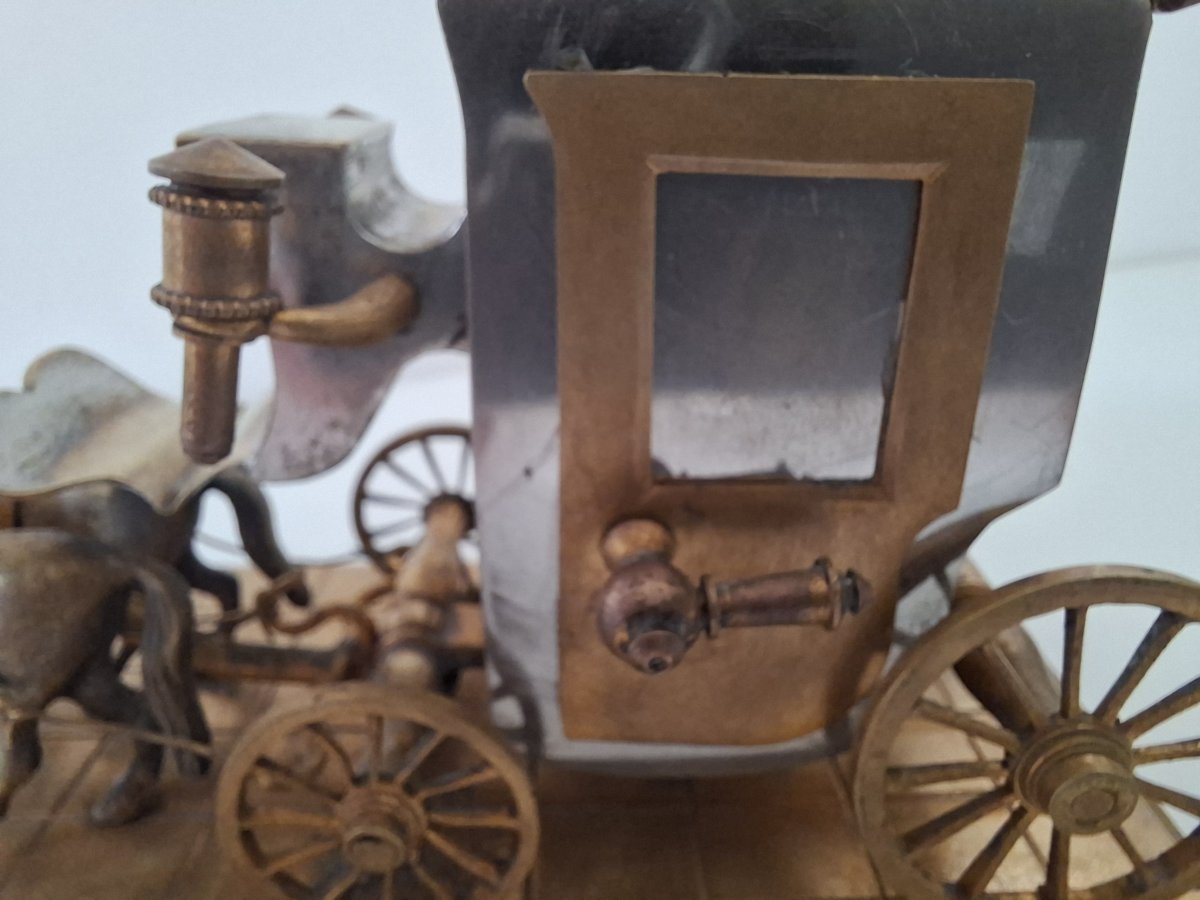 Inkwell Shaped Like A Horse-drawn Carriage, Mid-19th Century-photo-4