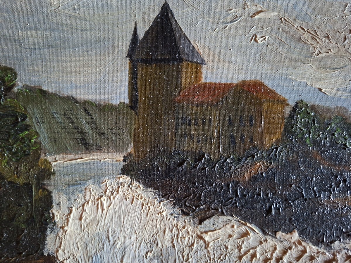 huile sur toile de J. Laspougeas la villa Belza à Biarritz 1956-photo-2
