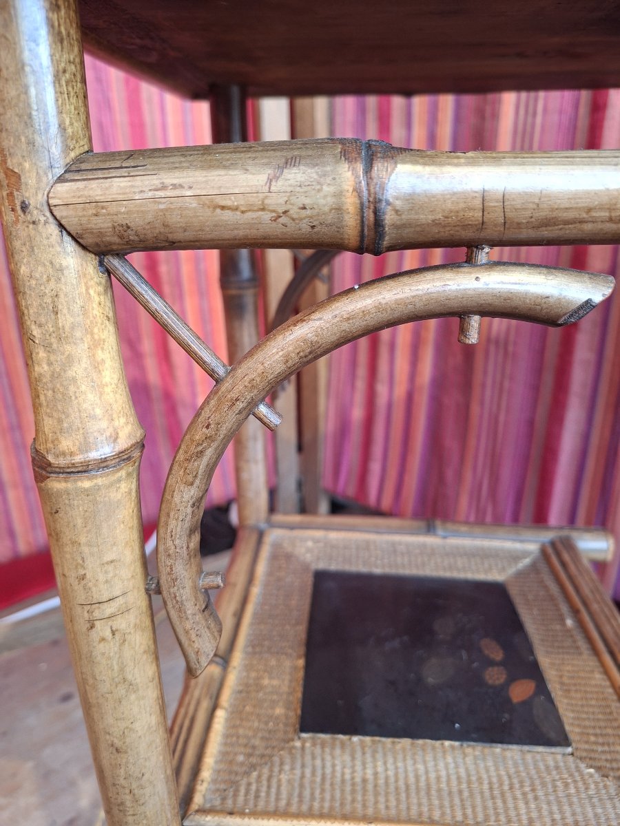 Lacquer And Bamboo Side Table By Perret And Vibert-photo-2