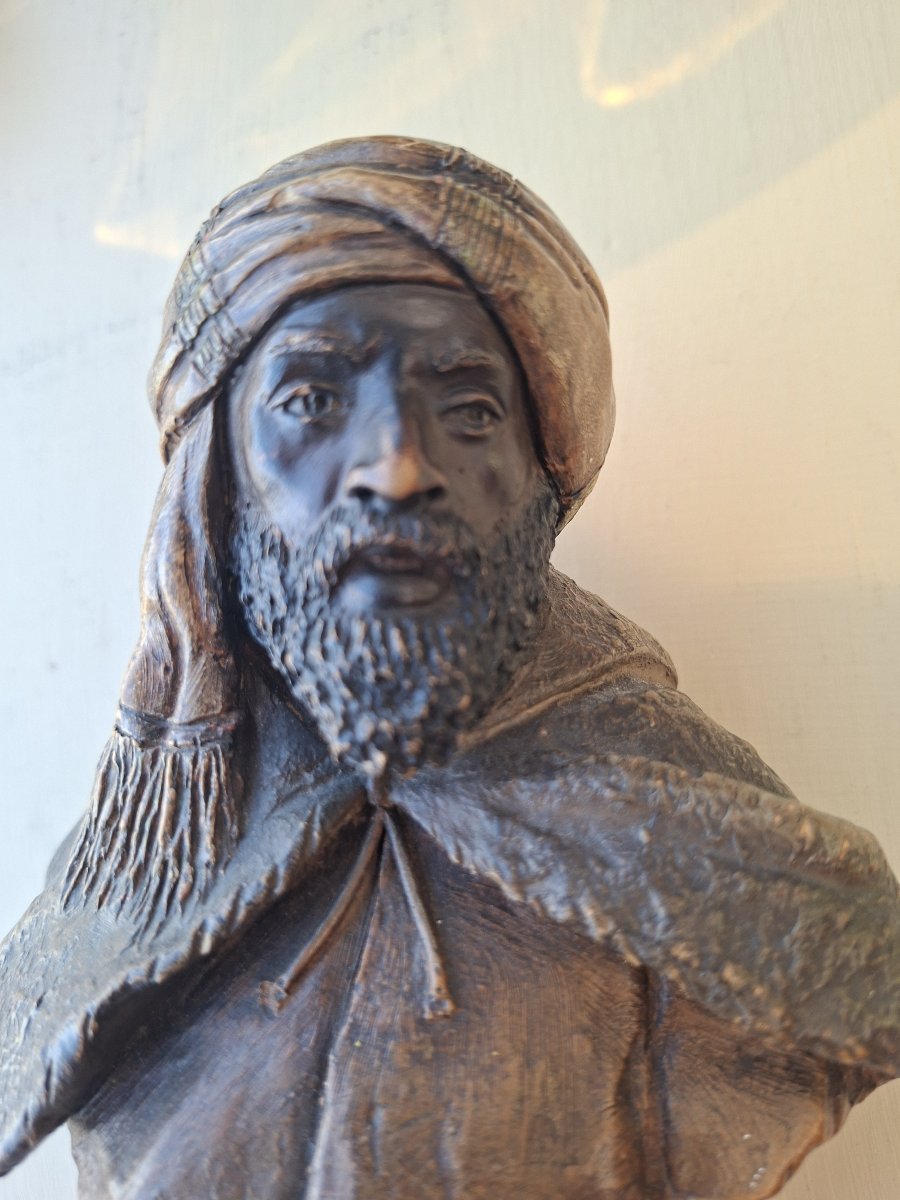 Bust Of A Berber Man Wearing A Turban By Frederic Goldsheider-photo-3