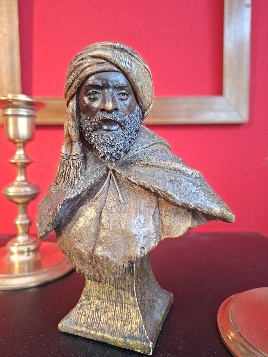 Bust Of A Berber Man Wearing A Turban By Frederic Goldsheider