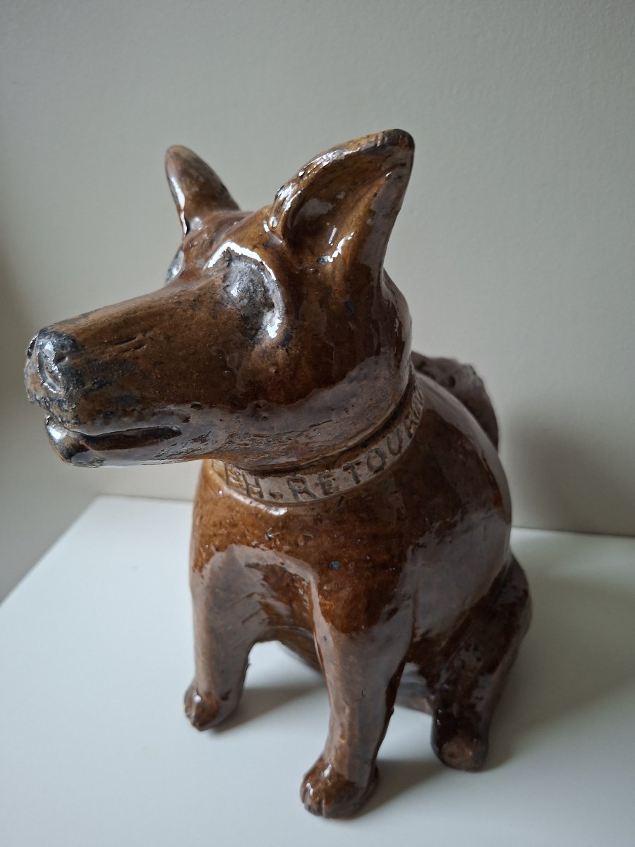Anthropomorphic Pitcher Depicting A Sitting Dog, Signed By Louis Le Gué Coudreceau-photo-2