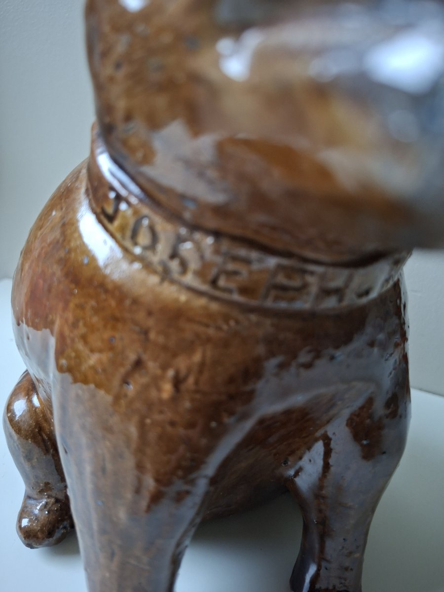 Anthropomorphic Pitcher Depicting A Sitting Dog, Signed By Louis Le Gué Coudreceau-photo-4