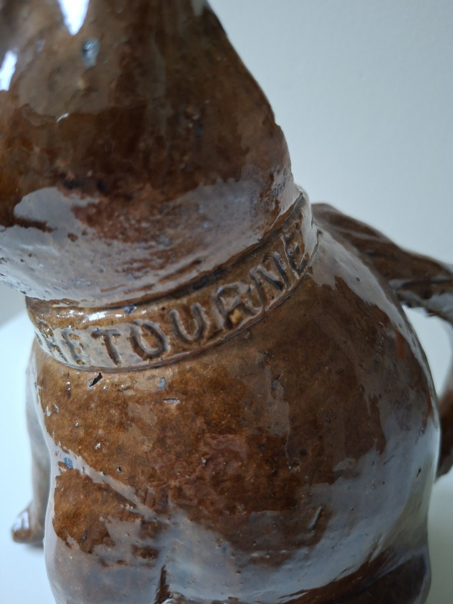 Anthropomorphic Pitcher Depicting A Sitting Dog, Signed By Louis Le Gué Coudreceau-photo-1