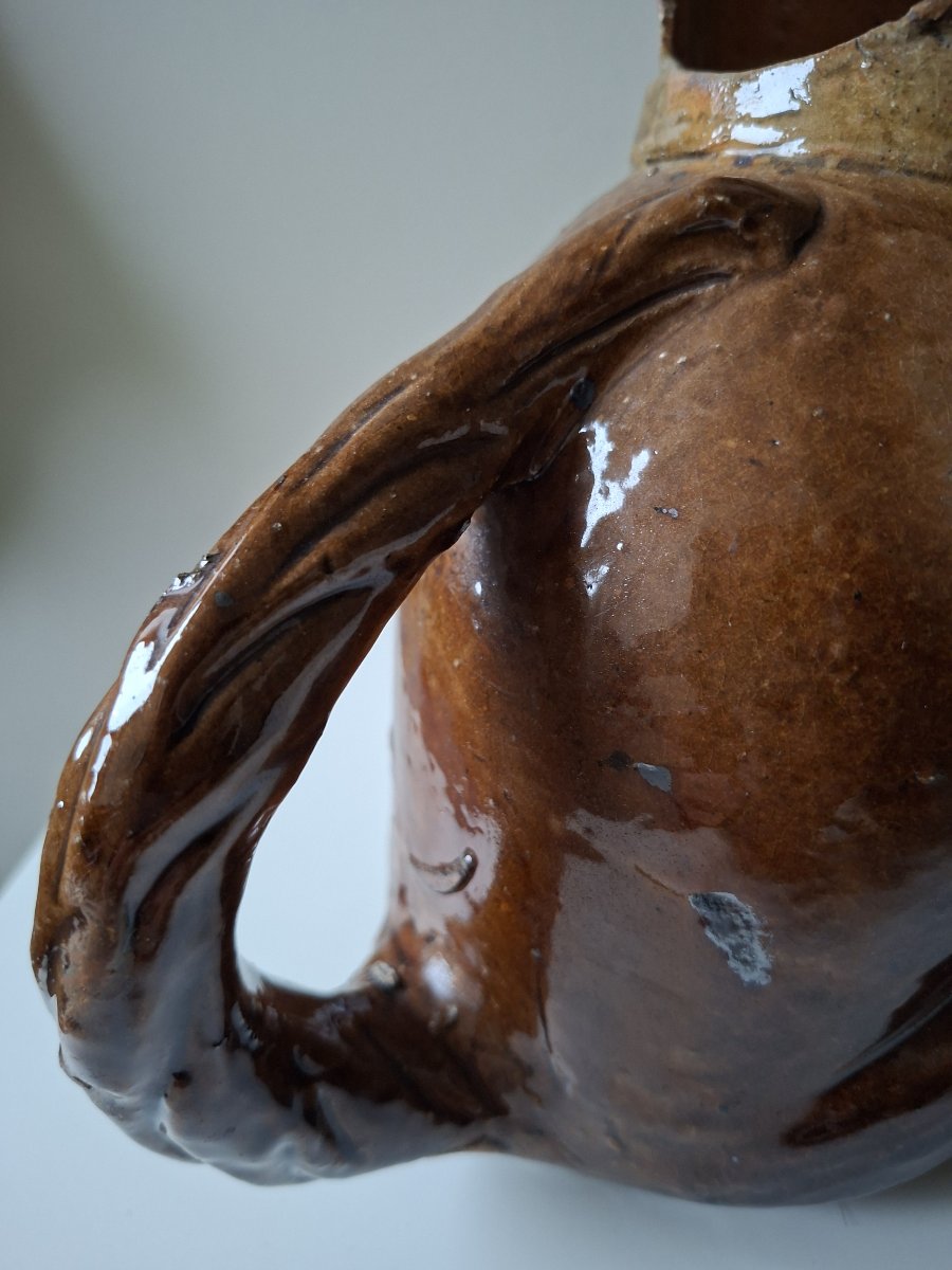 Anthropomorphic Pitcher Depicting A Sitting Dog, Signed By Louis Le Gué Coudreceau-photo-3