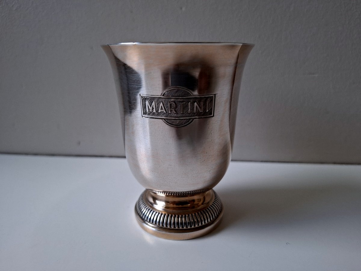 timbale tulipe en argent massif gravure de la marque d'apéritif "Martini"-photo-2