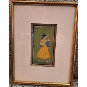 Indian Miniature Woman And Child 