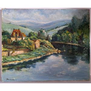 Oil On Canvas Landscape Of France By Bucher 